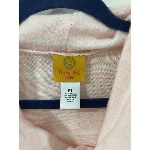 RUBY RD. Tunic Top LP Cream Pink Plaid Pullover Comfy Cozy Leisurewear - Picture 3 of 7